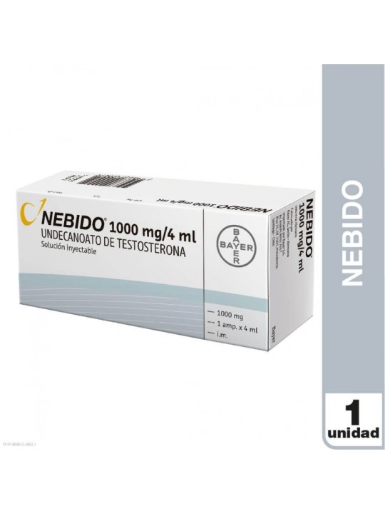 NEBIDO SOL. INYECTABLE 1000MG/4ML X 1 AMP