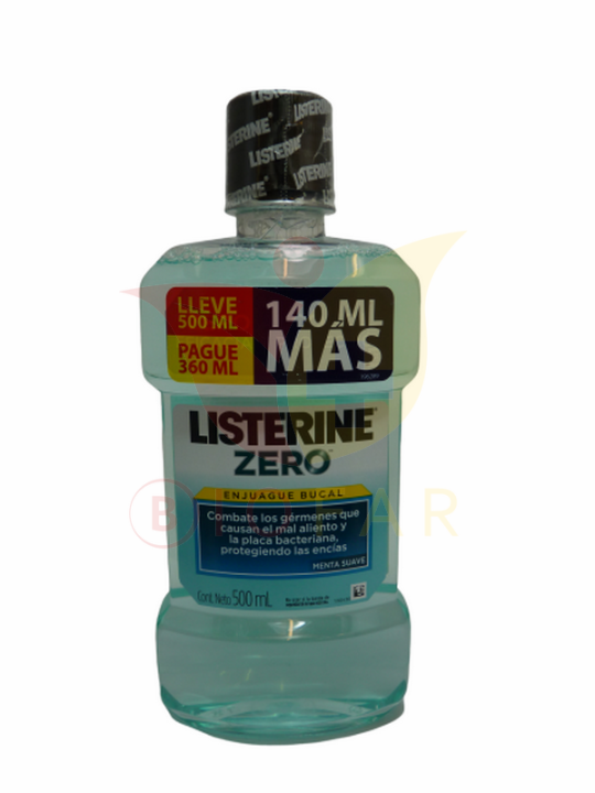 LISTERINE  ENJUAGUE BUCAL  ZERO (S/ALCOHOL) 500ML