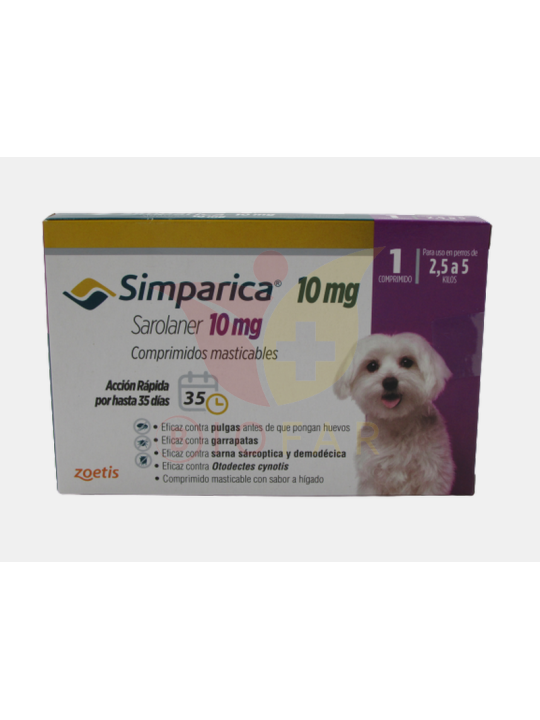 SIMPARICA 10MG PERRO 2,5-5 KG X 1 COMP