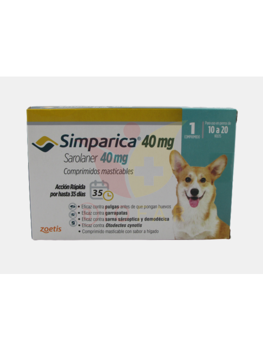 SIMPARICA 40MG PERRO 10-20 KG X 1 COMP