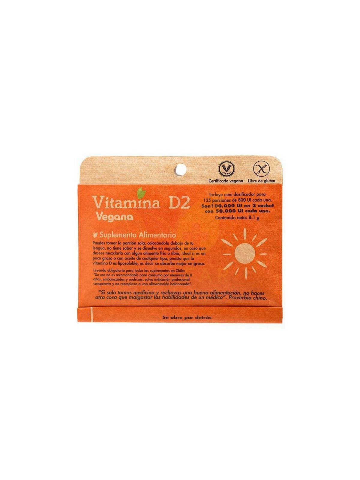 VITAMINA D2 VEGANA 65 MG X 125 PORCIONES