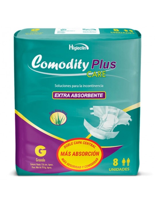 PAÑALES COMODITY PLUS TALLA  G X 8U