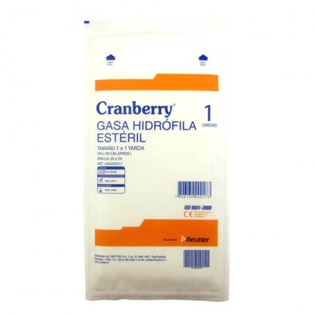 GASA HIDROFILA ESTERIL 1X1 YARDA CRANBERRY