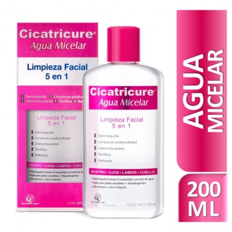 CICATRICURE AGUA MICELAR LIMPIEZA FACIAL 5 EN 1 200 ML