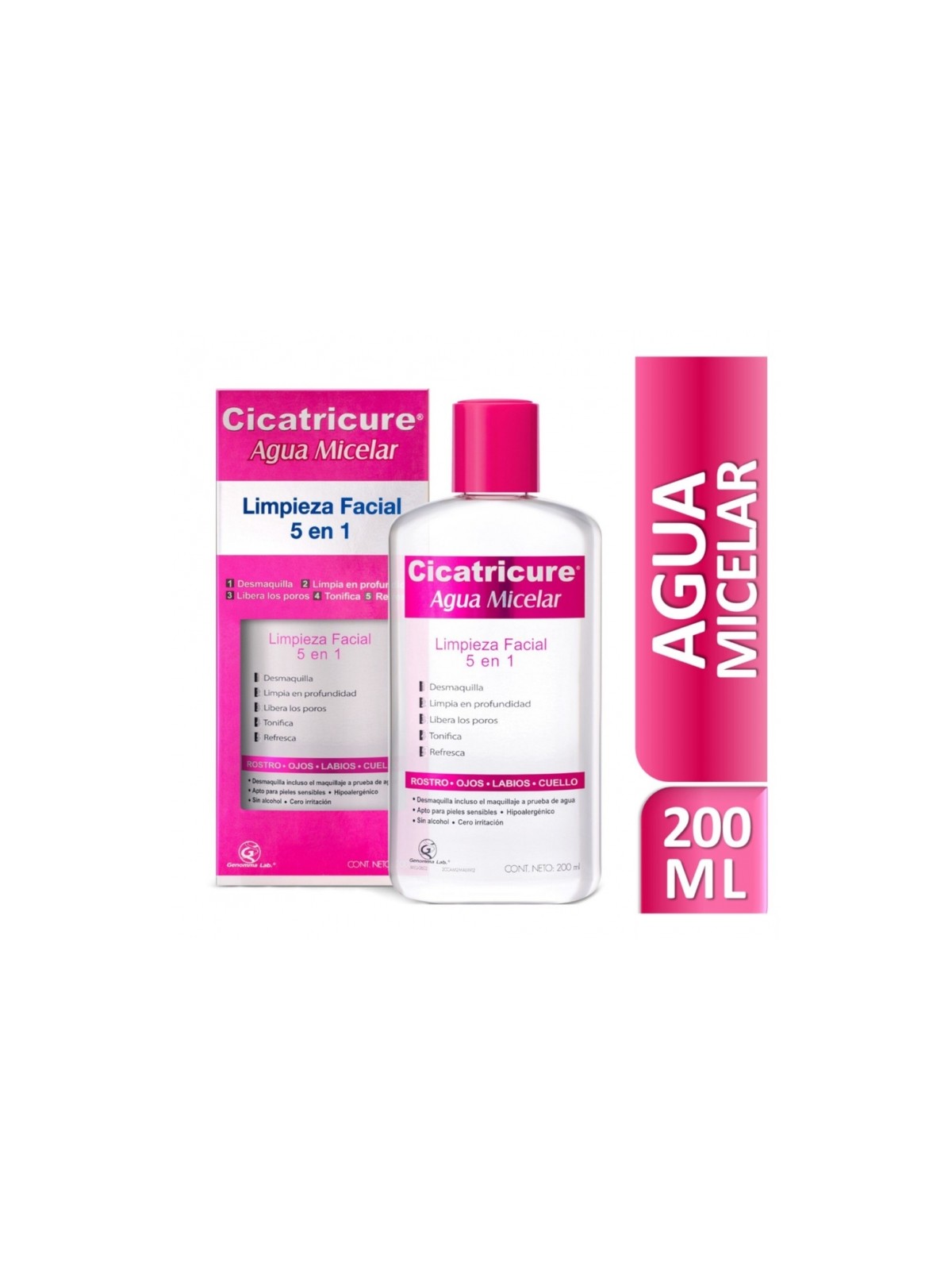 CICATRICURE AGUA MICELAR LIMPIEZA FACIAL 5 EN 1 200 ML