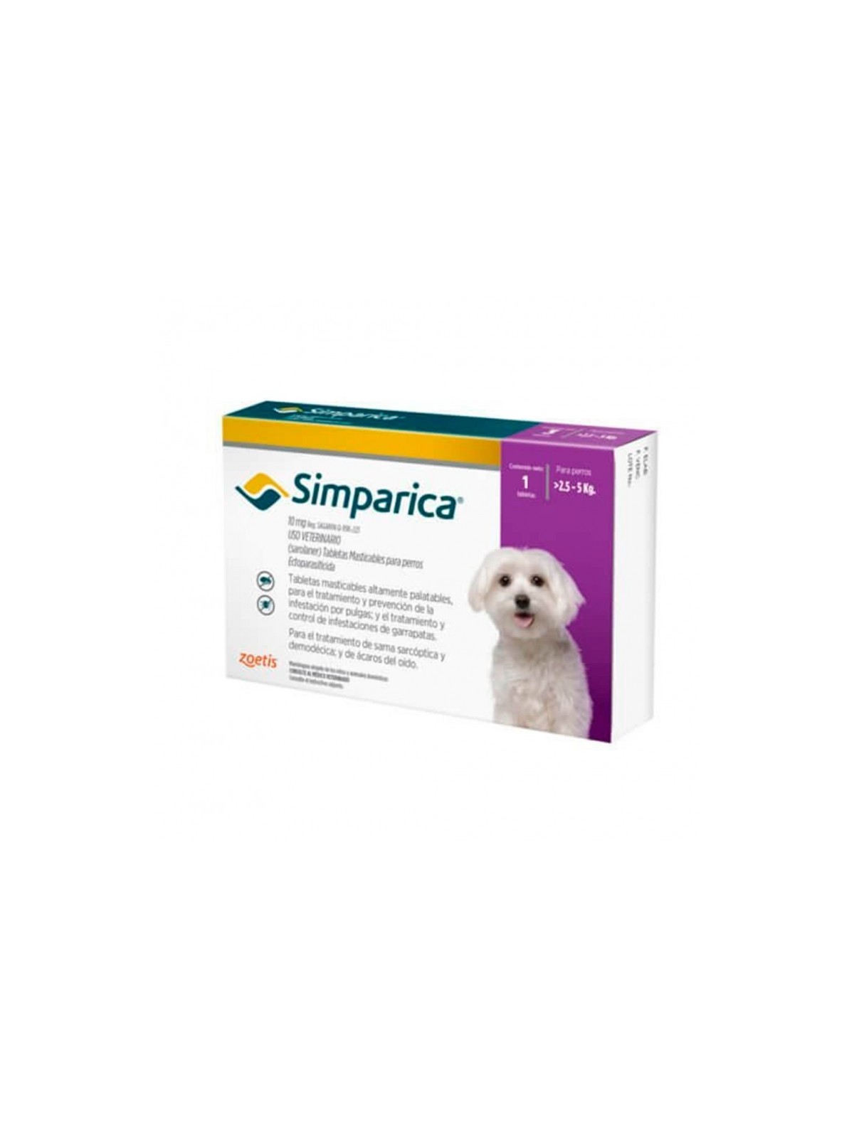 SIMPARICA 10MG PERRO 2,5-5 KG X 1 COMP