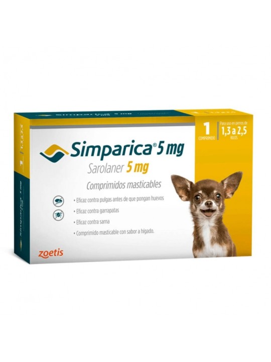 SIMPARICA 5MG PERRO 1,3-2,5 KG X 1 COMP