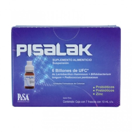 PISALAK 6 BILLONES PROBIOTICOS + PREBIOTICOS + ZINC X 7 FRASCOS X 10 ML